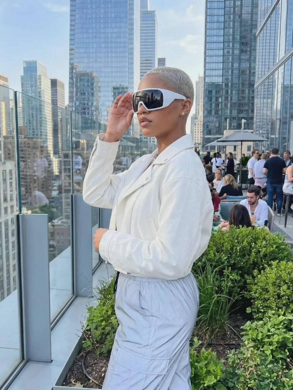 White Futuristic Oversized Shield Sunglasses